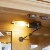 Curio Cabinet Lighted Glass Display Cabinet with Glass Doors and Adjustable Shelves, Freestanding Curio Display Case Tall Liquor Cabinet for Living Room Kitchen Pantry Bar, Bulb Included, Light Oak BAOMKONG