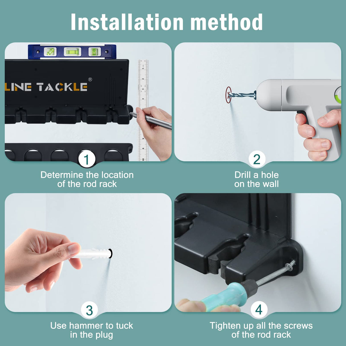 Topline Tackle 2 Set Vertical Fishing Rod Holders for Garage, Wall Mounted Fishing Pole Holders, Fishing Rod Rack for Storage 12 Rods Topline Tackle
