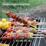 12" Natural Bamboo Wood Barbecue Skewers for Kabob, Appetizer, Fruit, Sausage, Chocolate Fountain, Wooden BBQ Kebob Skewer Stick, Organic Food Sticks for Grilling, Kitchen (Φ=4mm Thick, 100PCS) AMEILOZ