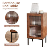 REPHRITE TV Stand 95" Farmhouse Entertainment Center with Storage Cabinets, TV Console with Glass Doors and Adjustable Shelves, for Living Room,Home Office, Brown REPHRITE