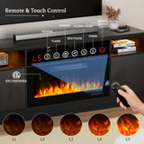 Kucreiheat 70'' TV Stand with 36'' Fireplace-LED Light Entertainment Center for 75+ inch TV-Black TV Cabinet with Storage, Modern TV Console for Living Room Kucreiheat