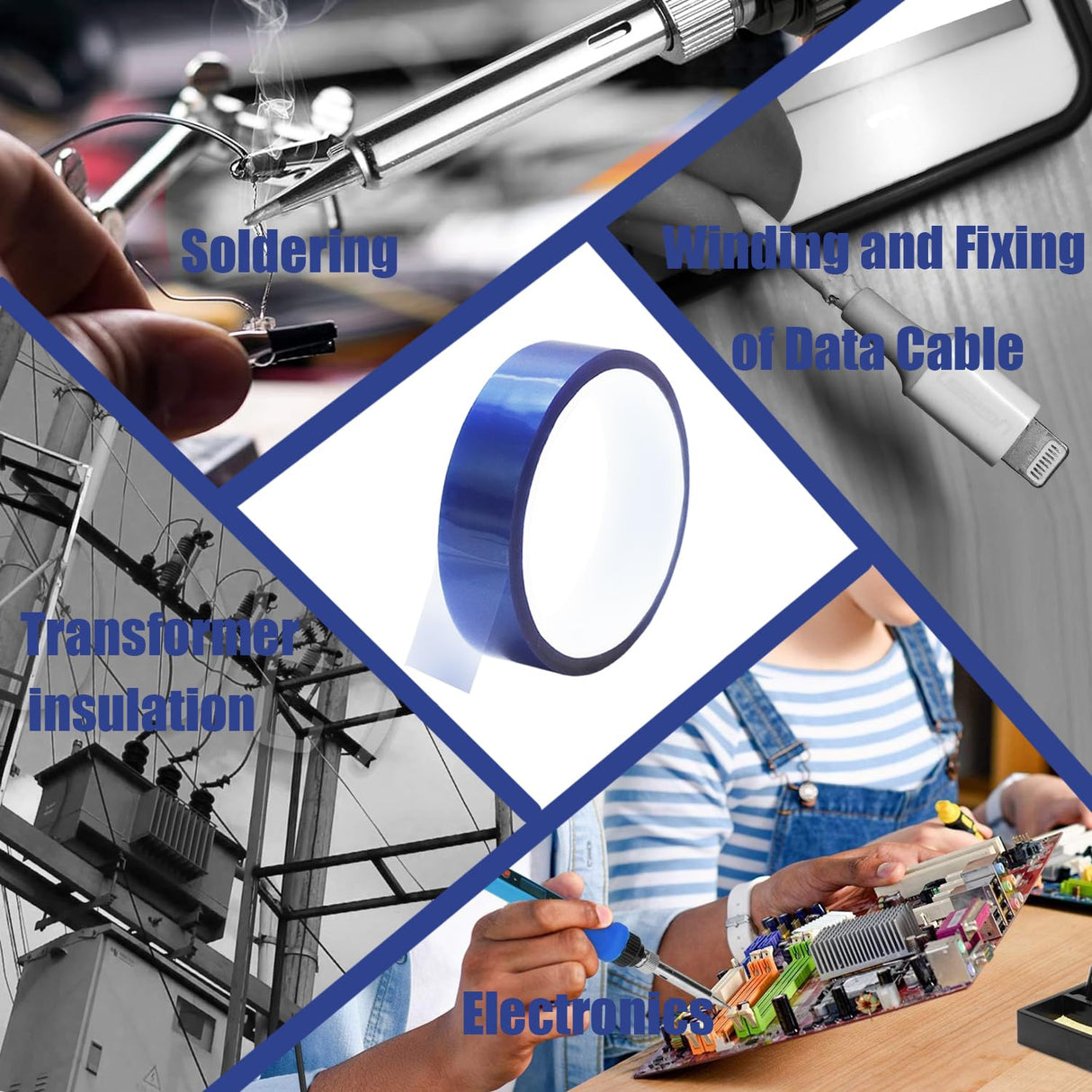 HSDCO 4 Rolls Heat Tape for Sublimation, Heat Resistant Tape for Heat Transfer Sublimation Press, 20mm x 33m(108ft) No Residue Heat Transfer Tape (Blue) HSDCO