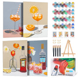 4 Pack Framed Paint by Numbers Kit for Adults Beginner with Wooden Easel, Cocktail Paint by Number Kits with Frame, DIY Acrylic Wine Glass Painting by Numbers for Home Wall Decor Gift 8x12 inch Yezavesu