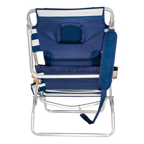 Ostrich Deluxe 3N1 Lightweight Lawn Beach Reclining Lounge Chair with Footrest, Outdoor Furniture for Patio, Balcony, Backyard, or Porch, Blue Stripe Ostrich