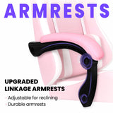 N-GEN GAMING Video Gaming Chair with Footrest High Back Ergonomic Comfortable Office Computer Desk with Lumbar Support Height Adjustable with PU Leather Recliner for Adults Women Men (Pink) N-GEN GAMING