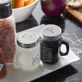 Salt and Pepper Shakers Set, ZOSUJO 4 oz Cute Salt Pepper Shaker, Kitchen Decor for Home Restaurants Wedding, Glass Black White Shaker Sets with Stainless Steel Lids ZOSUJO