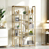 YITAHOME 6 Tier Gold Bookshelf, 71 Tall Modern Free Standing Bookshelf with 12 Shelf Bookcase, Faux Marble Open Display Storage Book Shelves for Living Room Bedroom Office Home, Gold & Marble YITAHOME