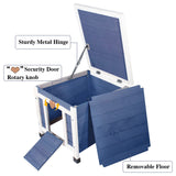 Deblue Cat House for Outdoor Cats, Weatherproof Feral Cat House, Wooden Outside Shelter for Cat, Rabbit and Small Pet Hutch-Navy Blue Deblue