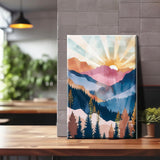 YOYA Framed Paint by Numbers Kit for Adults - Mountain Sunset Adult Paint by Number Kits on Canvas with Easel, DIY Mountain Paint by Number Framed Canvas for Home Wall Decor 8x12 Inch YOYA