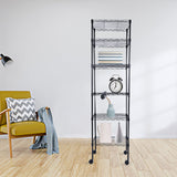 YSSOA Heavy Duty 6-Tier Storage Shelves, 17'' D x 11'' W x 63'' H Adjustable Shelving Unit with Wheels and Hanging Hooks, Black YSSOA