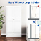 BYNSOE Metal Armoire Wardrobe Closet with 2 Doors 72'' Wardrobe Cabinet with Drawers and Hanging Rail Metal Closet with Adjustable Shelves for Bedroom. (White, with 1drawer) BYNSOE