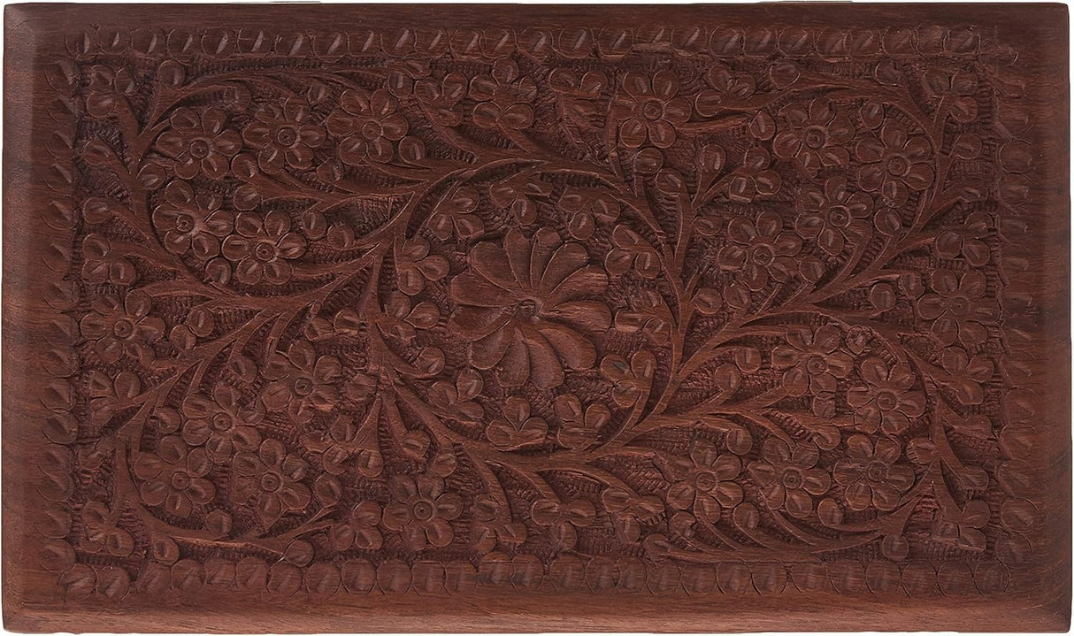 Indian Glance Wood Jewelry Box Organizer - 10 x 6” - Multipurpose Keepsake Storage Case For Girls | Women Indian Glance
