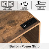 Tohomeor Vinyl Record Player Stand with LED Light Charging Station USB Port Turntable Stand LPs Album Storage Cabinet Wooden Sofa End Table Nightstand for Bedroom Living Room Office Tohomeor
