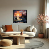 5D Diamond Painting Kits for Adults, Sea Sunset Lighthouse Diamond Art for Beginners, DIY Full Round Drill Paint by Diamonds Dot Gem Art for Adults, Home Wall Decor 13.7x13.7 Inch Mosaflare