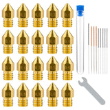 31pcs 3D Printer Nozzles, MK8 Nozzle Kit 0.2mm 0.3mm 0.4mm 0.5mm 0.6mm 0.8mm 1.0mm 3D Printer Brass Hotend Nozzles with Wrench Cleaning Tool Kit for Ender 3 Pro/V2 Extruder Printer Accessories Kit NQEUEPN