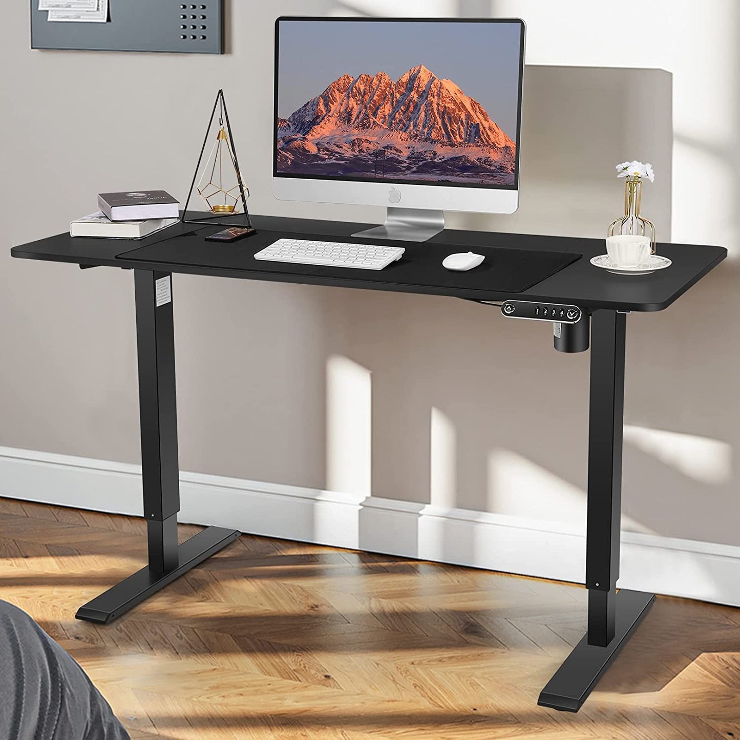 Legooin Electric Standing Desk, 48'' X 24'' Adjustable Height Stand Up Desk with Charging Station, 2 USB Ports, 3 Power Outlets, 27''-46'' Lifting Range Adjustable Desk(Black) - WoodArtSupply