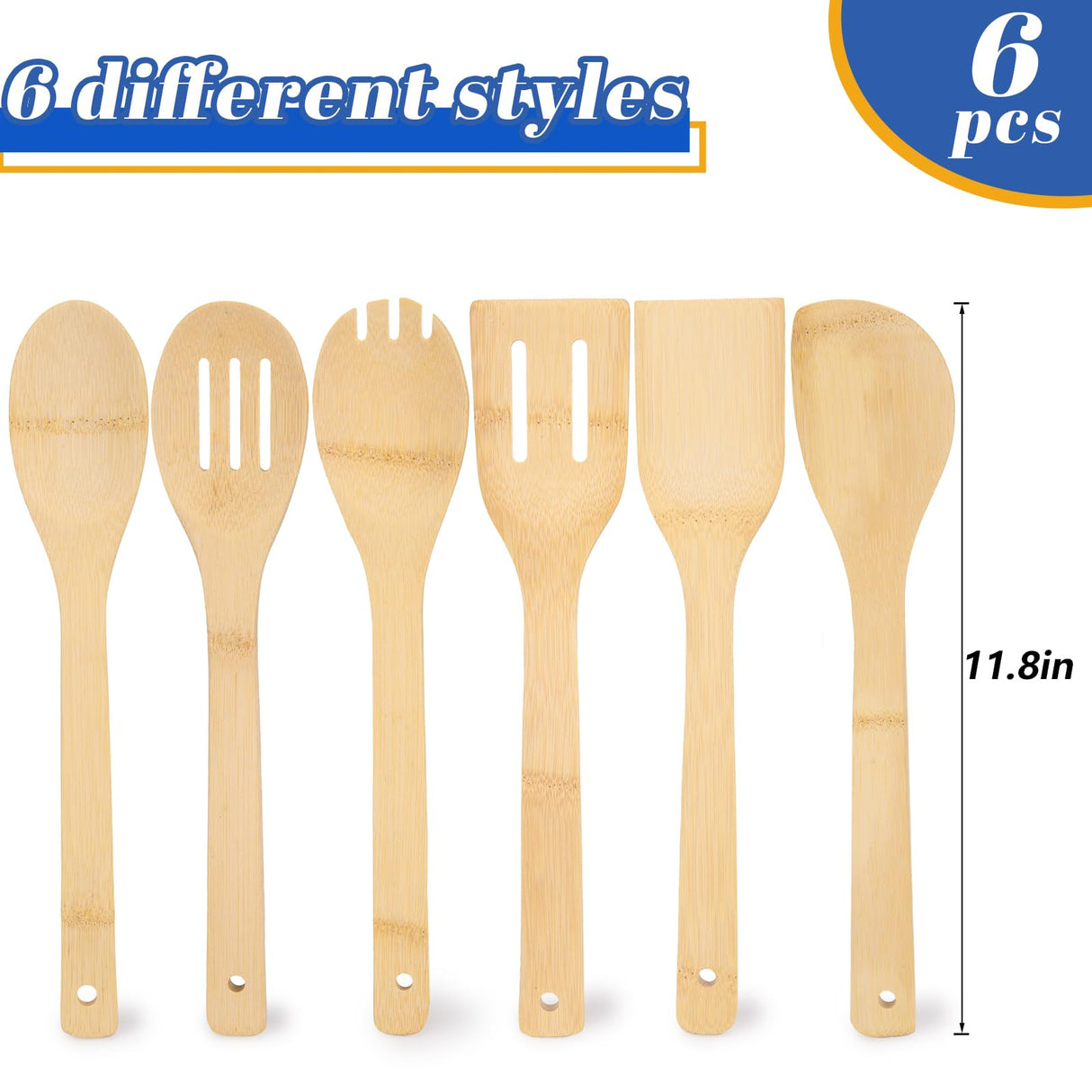 HANSGO 6PCS Bamboo Kitchen Utensils, Bamboo Spatula Spoons Kitchen Cooking Utensils Set for Home Kitchen Housewarming Holiday Gift HANSGO