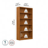 Bush Furniture Universal Tall 5 Shelf Bookcase in Natural Cherry Bush Business Furniture