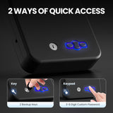 Grimtron Portable Pistol Safe – Electronic Lock Box & Key Access, Silent Mode, Compact Car Gun Safe for Handgun, Small Single Safe for Travel, Office, Dorm Use Grimtron