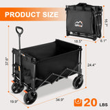 Uyittour Collapsible Wagon Cart Heavy Duty Foldable, Portable Folding Wagon with Ultra-Compact Design, Utility Grocery Wagon for Camping Sports Shopping, Black Uyittour