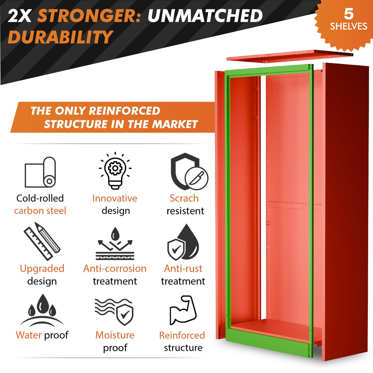 METALTIGER Metal Storage Cabinet with Digital Lock | Garage Storage Cabinet | Pegboard | 71" Lockable Tool Cabinet | Locking Cabinets (Red) METALTIGER