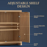 OAKHAM HOME Hampstead Rattan 4-Door Storage Sideboard Cabinets with Adjustable Shelves, Boho Accent Buffet Cupboard Console for Kitchen, Living Room, and Hallway OAKHAM HOME