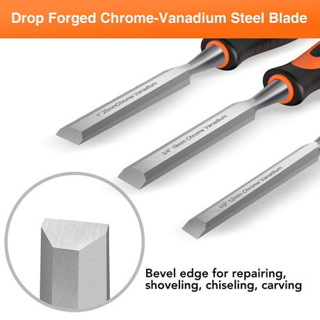 ENERTWIST 13pcs Wood Chisel Set, Premium Woodworking Chisel Sets w/ 8 CRV Construction Wood Chisels, 1 Sharpening Stone, 1 Honing Guide, 2 Carpenter Pencils, 1 Sharpener for Wood Carving in Hard Case ENERTWIST
