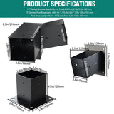 Kinchoix Pergola Brackets, 2 Pack Woodworks Pergola Kit 15° 3-Way Right Angle Corner Bracket with Pergola Post Base for 4x4'' (Actual: 3.5x3.5'') Wood Beams Elevated Wood Stand Kit 6 Pc Kinchoix