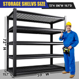Garage Shelving-3500 lbs 5 Tier Storage Shelves,Adjustable Heavy Duty Metal Shelving Unit and Storage Large Wire Rack,Utility Steel Shelf for Warehouse Industrial Pantry Basement -72"x59"x20",Black JOJUOU