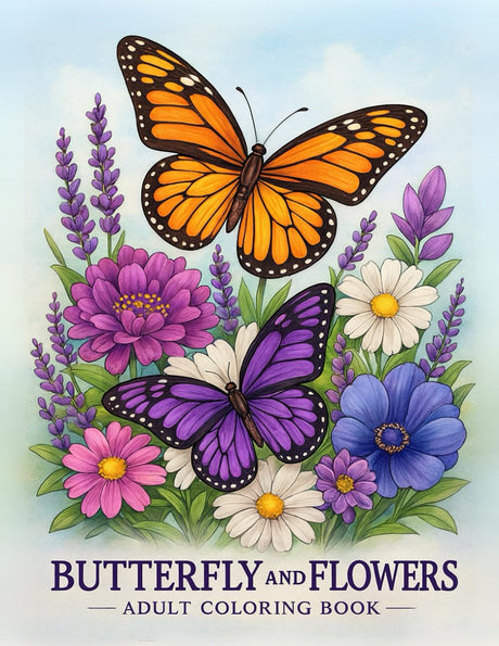 Butterfly & Flowers Coloring Book for Adults: Large Print Designs with Flower Patterns, Bouquets, Swirls Wreaths, Decorations: For Relaxation and ... books for adults and kids of all ages) WoodArtSupply