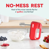 Dash SmartStore™ Compact Hand Mixer Electric for Whipping + Mixing Cookies, Brownies, Cakes, Dough, Batters, Meringues & More, 3 Speed, 150-Watt - Red DASH