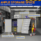 Eltean 55" W Rolling Workbench with 6 Drawers and Storage Cabinet,1000 LB Capacity Heavy Duty Work Bench with Pegboard and Adjustable Shelf,Garage Workbench with Wheels for Repair Shop/Workshop Eltean