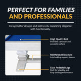 Hathaway Montecito 8 Ft Furniture Pool Table – Includes Cue Sticks, Billiard Balls – Modern Design Perfect for Family, Home, Dining, or Living Room – Blue Felt with Driftwood Finish Hathaway