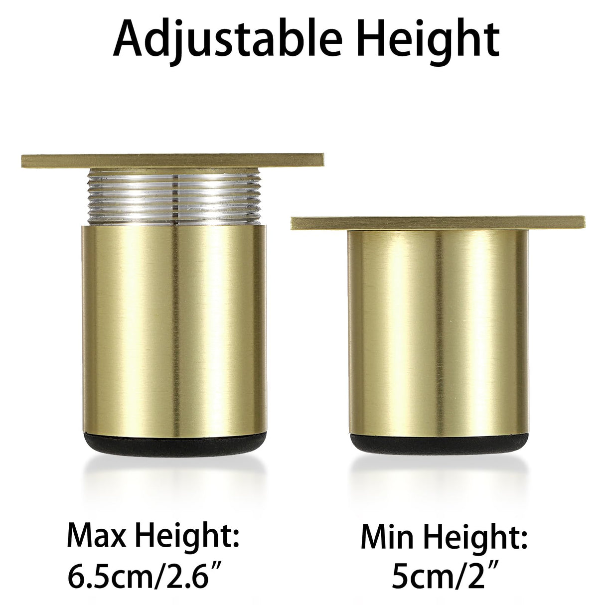 Sumnacon 4PCS Aluminium Alloy Furniture Legs - Round Adjustable Sofa Legs Furniture Cabinet Legs, 2 Inch Funiture Feet for Cabinet Desk Table Chair Sofa Bed, Gold Sumnacon