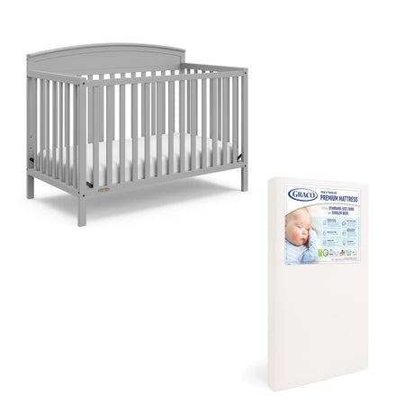 Graco Benton 5 in 1 Convertible Crib with Premium Foam Crib and Toddler Mattress - Pebble Gray Graco