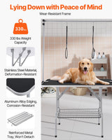 VEVOR Pet Grooming Table, 46 Inch Grooming Station with 2 Height Adjustable Arms, 330LBS Static Load Capacity, Foldable Dog Groom Station with No-Sit Haunch Holder with Loop, for Medium/Small Dogs VEVOR