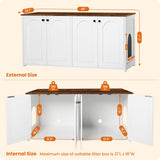 Dwanton Litter Box Enclosure for 2 Cats, Cat Litter Box Furniture Hidden with Double Rooms, Dual Cat Litter House, Large Wooden Cat House Indoor, TV Stand, Fit Most of Litter Box, White+Rustic Brown Dwanton