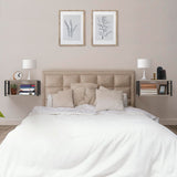 NANAGIFTREE Floating Nightstand Wall Shelf, Wood Bedside Shelf Wall Mounted Nightstand Set of 2, Floating Bedside Table for Bedroom, Living Room, Bathroom, Kitchen, Office (Light Ivory) NANAGIFTREE