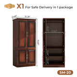 Tafeumob Solid Wood Armoire Wardrobe: Small Classic 2 Doors Solid Wood Bedroom Armoires with Hangingrod Clothes Cabinet Storage Cherry Red Finish 31.26" L x 19.69" W x 70.87" H Tafeumob