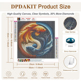 DPDAKIT Fish Diamond Art Kits for Adults, Taichi Diamond Painting Kits for Beginner, 5D DIY Round Full Gem Art Crafts for Home Wall Decor Gift, 12x12inch DPDAKIT