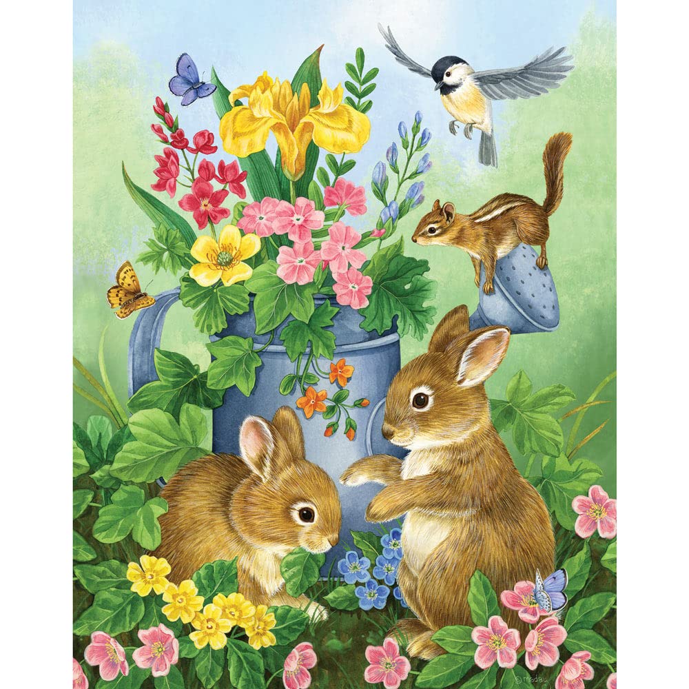 Bits and Pieces - 100 Piece Jigsaw Puzzle - A Touch of Spring by Artist Jane Maday - Cute Bunnies - 100 pc Jigsaw Bits and Pieces