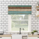 Rustic Farmhouse Valances Curtains for Kitchen Windows, Retro Wood Rod Pocket Curtain Toppers Teal Green Brown Country Short Curtains Treatments for Bedroom/Living Room/Bathroom,54" X 18"-1 Panel Vandarllin