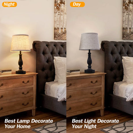 EJIAXIN Table Lamps Set of 2, Bedside Nightstand Lamps with USB Charging Ports, 3 Way Dimmable Touch with Linen Fabric Lampshade, Modern Small Lamp for Bedrooms, Living Room (Bulbs Included) EJIAXIN