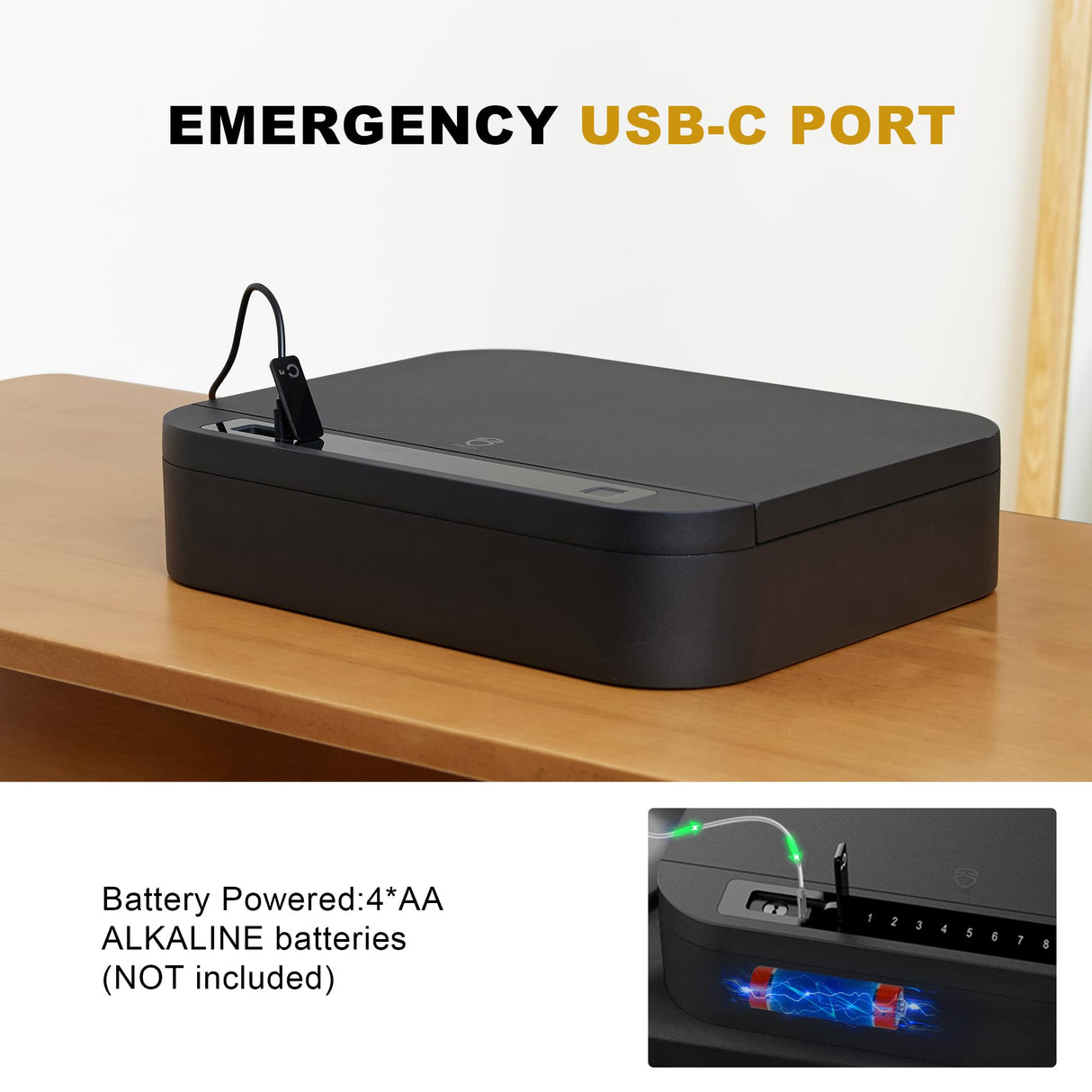 Biometric Gun Safe for Handgun, ≤0.1s Quick Access Pistol Safe 4-Ways Unlock APP/Fingerprint/Numeric Code/Key with Security Cable, Handgun Safe for Nightstand, Home, Bedside, Car - Aluminum Alloy OneTigris