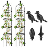 2 Pcs Garden Obelisk Trellis for Climbing Plants Outdoor 6 Ft Rose Bush Round Trellis for Pots Rustproof Metal Plant Flower Trellises for Clematis Vine Jasmine Support Outdoor Indoor Miuwauer