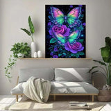 ZHUDENGXJL Butterfly Diamond Painting Kits for Adults,5D Diamond Art for Beginners, DIY Purple Rose Diamond Painting Crafts Arts Kit for Adults, Home Wall Decor 12 X 16 Inch ZHUDENGXJL