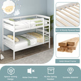 KOMFOTT Twin Over Twin Convertible Bunk Bed with Guardrail and Integrated Ladder - Space-Saving Solid Wood Design KOMFOTT