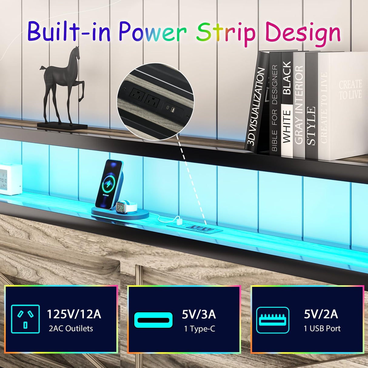 CHABUILDREARK Twin Bed Frame with Charging Station and LED Lights, Metal Platform Bed with Wood Storage Headboard, Rustic Barn Door Design, Noise Free, No Box Spring Needed, Wash Grey CHABUILDREARK