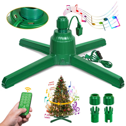 Musical Rotating Christmas Tree Stand, Up to 9.8 FT 132 LB Artificial Christmas Tree, Remote Control Music and Lights, 360° Rotating Christmas Tree Stand, Sturdy and Durable Christmas Tree Base