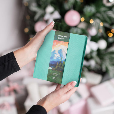 Dispowreath 5.5" x 5.5" Watercolor Sketchbook Journal Square Watercolor Notebook Cold Press 140lb 300gsm Cotton Paper 48 Pages Journals Notebook Paper Pads(Turquoise,5.5x5.5 in) Dispowreath